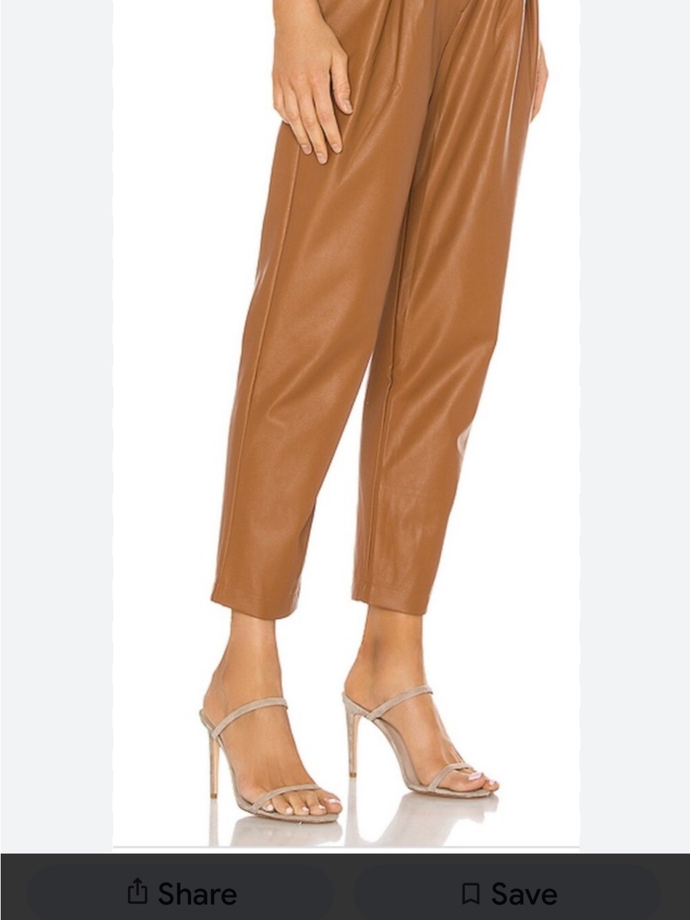 Ronny Kobo Collection Cognac Faux Leather Ankle Pants
